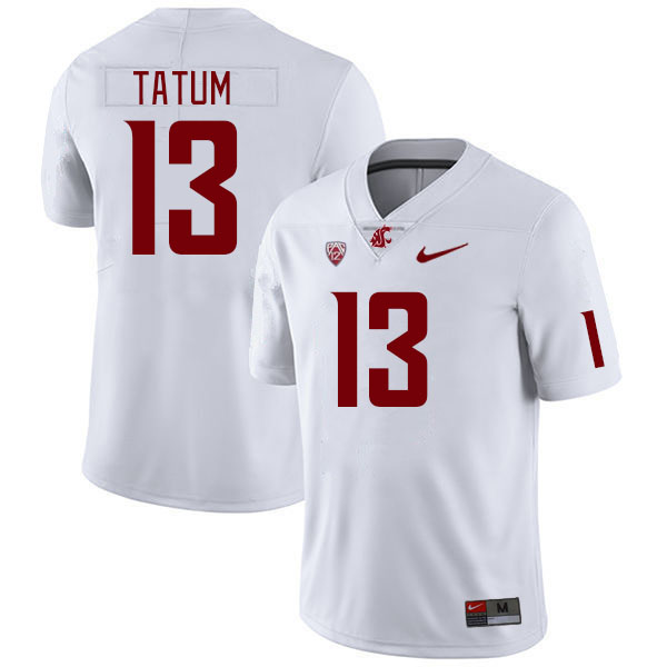 Washington State Cougars #13 Dominic Tatum College Football Jerseys Stitched Sale-White